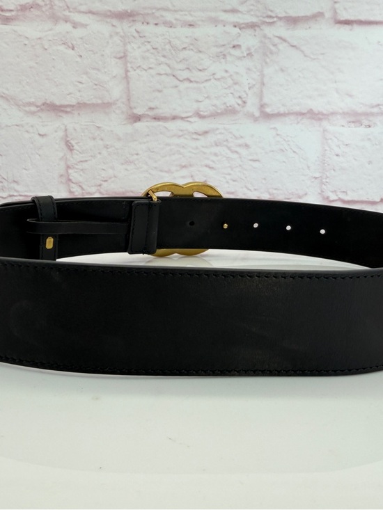 Gucci 2015 Re Edition Wide Leather Belt Gg Double Marmont Black 400593 75/30 main image 6